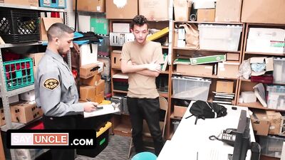 Young man steals from store but ends up getting fucked on camera instead.