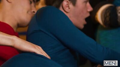 Two Hunky Guys Go At It In The Bedroom, With One Riding The Other In An Intense Barebacking Scene