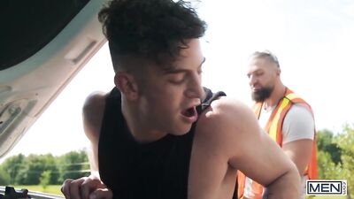 Straight-acting Firefighters - Dylan and Logan, Get Hot And Heavy While Rescuing Their Fellow Brother From An Abandoned Warehouse.