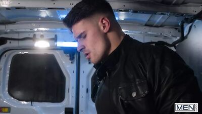 "Officer Olivier Robert and his partner Malik Delgaty engage in a steamy encounter where the former gives the latter a passionate ass pounding, culminating with an explosive facial."