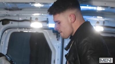 "Officer Olivier Robert and his partner Malik Delgaty engage in a steamy encounter where the former gives the latter a passionate ass pounding, culminating with an explosive facial."