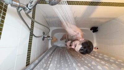 Masculine executive indulges in a soothing foot rub, his cock stiffens up.