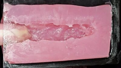 Glorious cum spurts from the mans rigid dick as he pumps into the hand jobber.