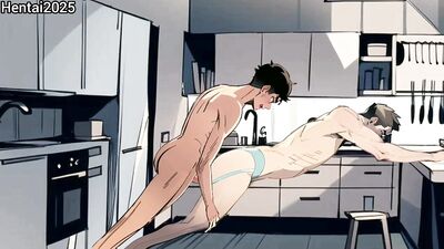 Gay College Roommates Bake Cookies and Get Down and Dirty in the Kitchen for Interracial Anal Animated Hentai Sex