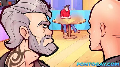 "Junior gets fucked by two dudes and takes a load up his ass."