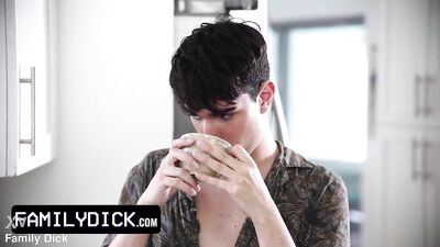 "Gay Dads and Their Musclebound Sons Show Off Their Bulging Bodies in the Bedroom".