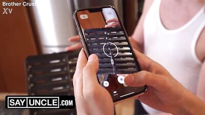 Two Step-Siblings Compare Dicks While Playing with Each Other.