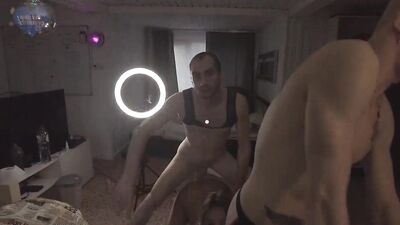 Ménage à trois mischief - gay guy and bi chick get pounded by macho studs