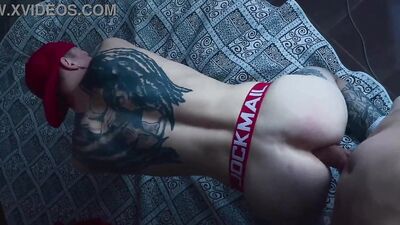 First-time discovery of a massive cock leads to an intense blowjob followed by rough anal insertion all the way up to the balls