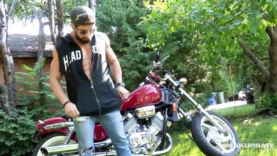 Beefcake Rider Grinds Dong in the Open Air