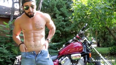 Beefcake Rider Grinds Dong in the Open Air