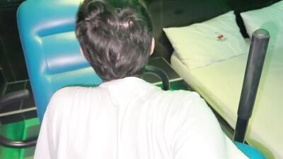 Gay twinks enjoy rough, bareback anal sex in steamy shower room