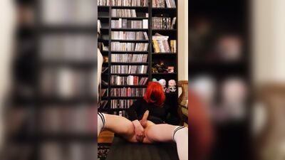 Gender-bending glam boy pleasures himself with a strap-on while rocking lacy pantyhose