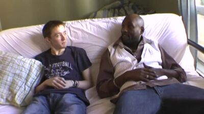 Barebacking in the shower with a muscular stud