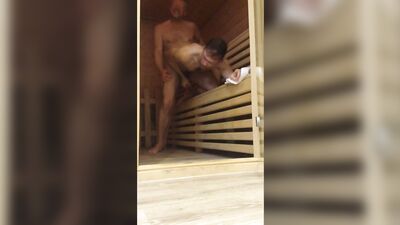 Hot and Heavy Men Enjoying a Sauna Session in the Nude