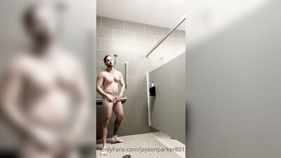 Male Model Takes Risks in Public Showers with Two Strangers
