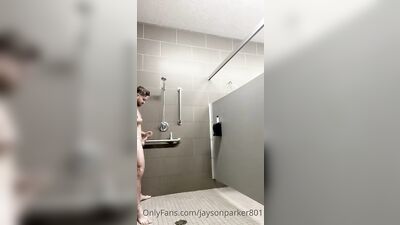 Male Model Takes Risks in Public Showers with Two Strangers