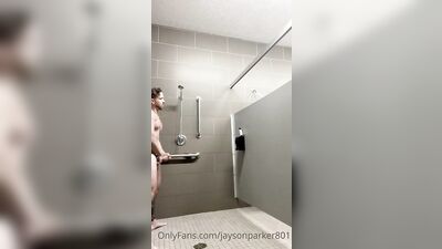 Male Model Takes Risks in Public Showers with Two Strangers
