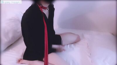 Masturbating "Meow ♡ Meow ♡" of a male cat in a black shirt. Collar / Lead / Cosplay / Slender