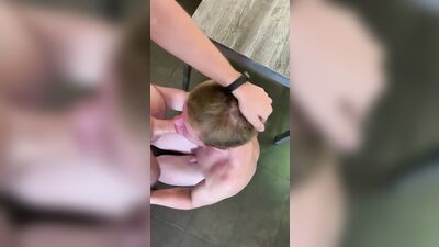 Fucks me in the throat in all positions. Licking cum off his belly