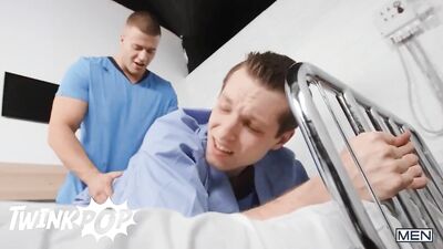 TWINKPOP - Twink Nurse Benjamin Blue Sucks Clark Delgaty's Big Cock Through A Gloryhole