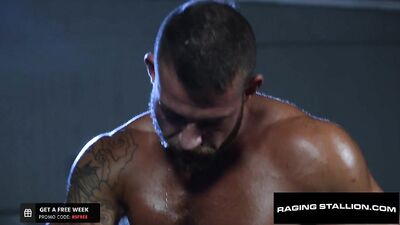 Beautifully Muscled Hunks Enjoy a Sweaty Wrestling Match - Tryp Bates and Brogan - Raging Stallion Studios