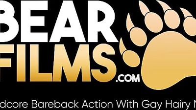 Hunky Bear Films Star Steve Somers Gets Double Penetrated in a Wild Three-Way Bareback Scene