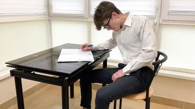 Sexy Student Jock Strokes It Hard While Studying / Huge Cock(23cm) / Uncut