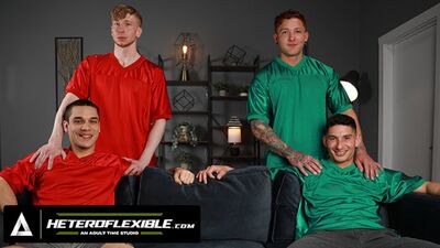 Straight Guys, a Heteroflexible Couple and their Straight College Buddy Get Kinky in the Bedroom with Multiple Partners