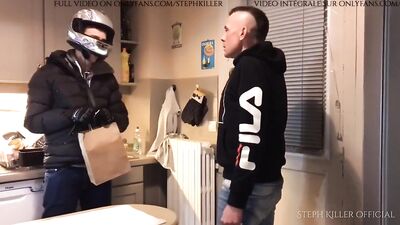 Ride sharing driver gets double penetrated by two huge dicks in a hot tub