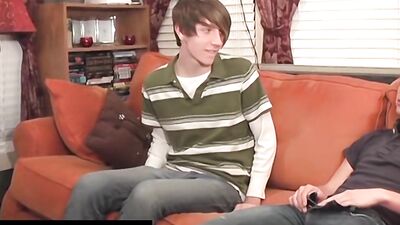 Double penetration and facial cumshot - two twink studs take it all in their asses