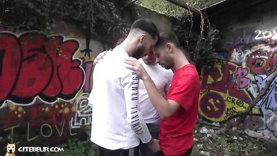 The horny Arab man with two giant cocks, and the young gay boy enjoying oral sex together