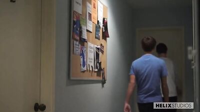 Surprise! Self-pleasure in front of a sleeping nude teenage boy.