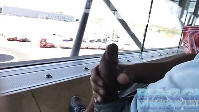 He pleasures himself in the airport hallway.