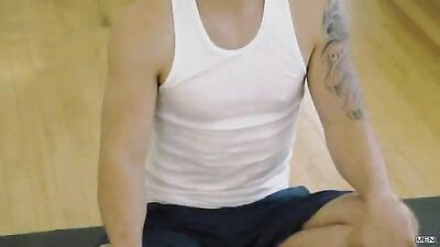 Gay acrobatic yoga session that leads to sex.