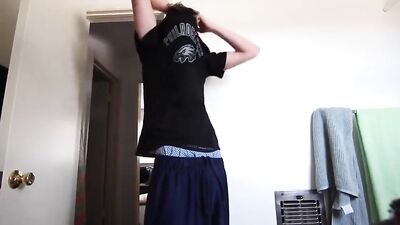 Teenager shows off his big dick