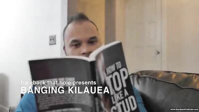 Chunky male gets rimmed by a large dick