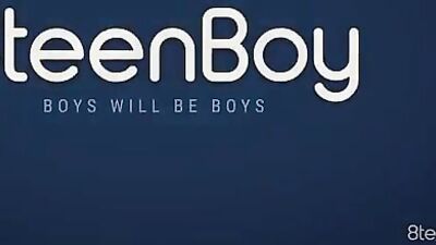 Teen gay enjoys the circumsized cock sucking of his buddy