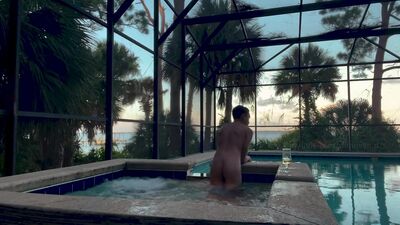 Donovan jerking and having fun by the pool.