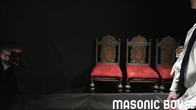 MasonicBoys - 3 suited DILFs use & raw fuck cute twink boy