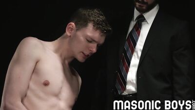MasonicBoys - 3 suited DILFs use & raw fuck cute twink boy