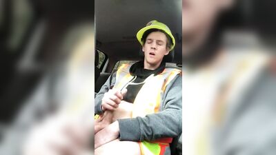 Twink Construction Worker Jerks Off And Eats Cum