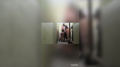 Guy in jockstrap was fucked by neighbor near the door