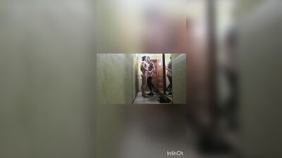 Guy in jockstrap was fucked by neighbor near the door