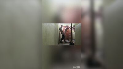 Guy in jockstrap was fucked by neighbor near the door