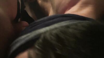 Blindfolded quick blowjob with cum in mouth