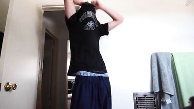 Young Straight Guy, 18, Shows Off His Big Cock in Gay Porn Video