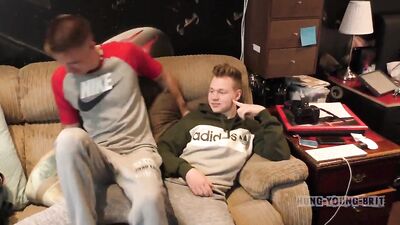 First Time For Young English Boy In The Club, Anal Virginity Taken by Gay Buddies.