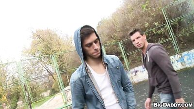 Taking it to the hoop with a basketball player